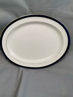 Buy Booths Silicon China Antique Vintage Serving Plate Blue Gold Edged • 12£