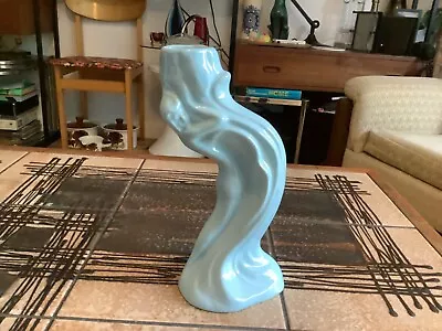 Buy Vtg Candlelight Kingston Pottery Art Nouveau Style Blue Nude Lady Figure Vase • 19.99£