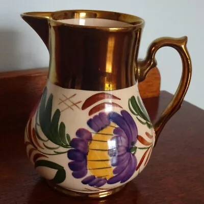 Buy Vintage Wade Harvest Ware Jug Gold Copper And Lustre With Hand Painted Flowers • 12£
