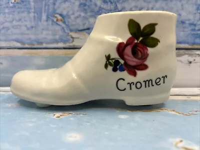 Buy New Devon Pottery Newton Abbot-Vintage Souvenir Shoe-CROMER-Flowers-Ornament • 5£