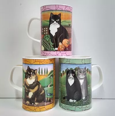 Buy Gallery Cats Mugs Sharon Jervis  Duncoon 1990s Siamese Tabby Calico Cat X 3  • 45£