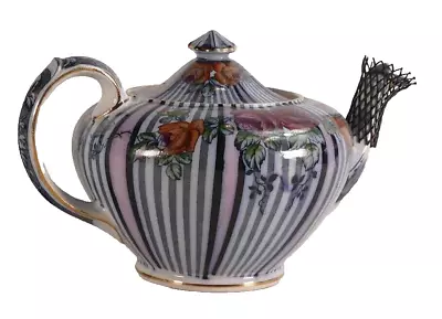 Buy Burgess Leigh Burleigh Ware Teapot Cranborne  Floral Striped Pattern C.1916 • 75£