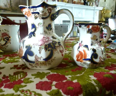 Buy Vintage Mason's Ironstone Blue Mandalay Pair Of Jugs 1960's • 28£