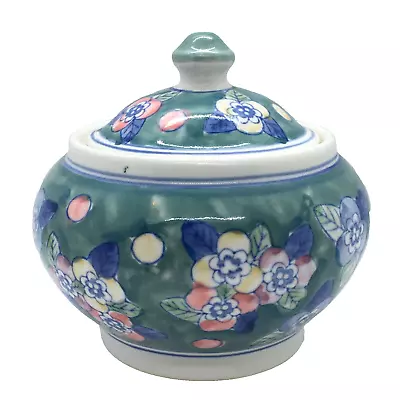 Buy Green Blue Floral Flowery Lidded Ginger Jar Vase Decor Oriental Style Ornament • 12.50£