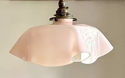 Buy Vintage French Opaline Milk Glass Ceiling Light Shade Handkerchief Pale Pink • 65£