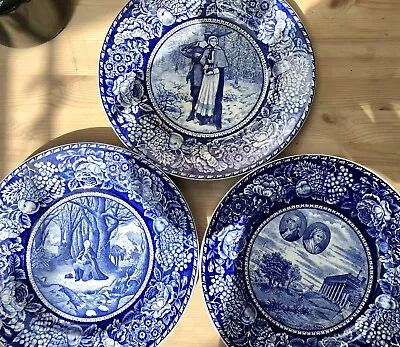 Buy Ye Olde Historical Pottery Plates British Anchor  X 3  American Scenes, Antique • 32£