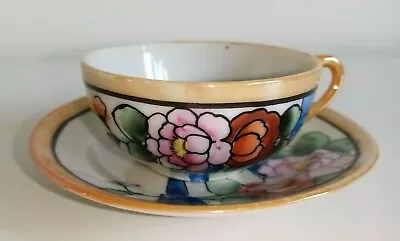 Buy Vintage Collectable Japanese Hand Painted Floral Design Espresso Cup And Saucer • 15£