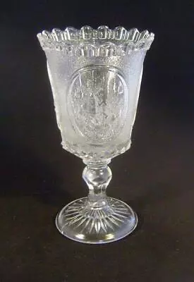 Buy Antique Celery Glass / Vase In Pressed Glass With  English Scenes   C.1880 • 20£