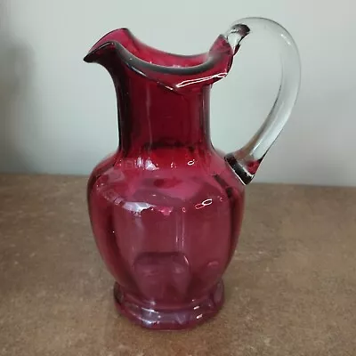 Buy Antique Victorian, Hand Blown Cranberry Red Glass Jug, Approx 300ml • 9.95£