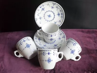 Buy 4 X Vintage Furnivals Denmark Blue Espresso Coffee Cups & Saucers  M7 • 20.99£