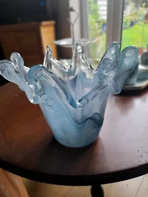 Buy Blue Glass Murano Vase Object D'Art • 12.99£