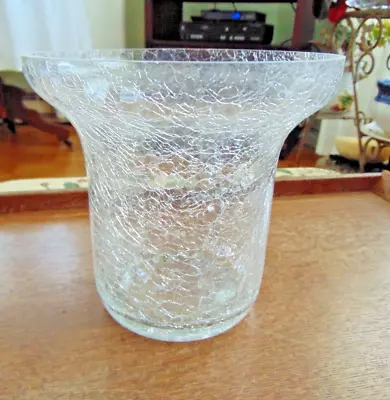 Buy Clear Crackle Glass Vase-unmarked--5 1/4   Tall-flared Top • 7.45£