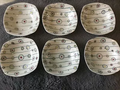 Buy Amazing Set Of 6 Midwinter Festival Dessert/ Cereal Bowls Midcentury 1950’s 60’s • 50£