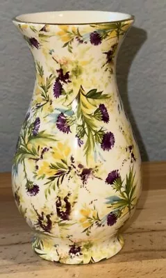 Buy Vintage Wade Purple Chintz Thistle Flower Bud Vase Gold Trim ~ Excellent! 5-3/8” • 74.69£