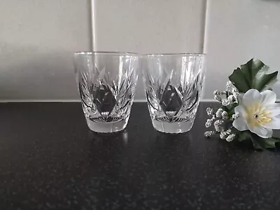 Buy X2 Quality Vintage Crystal Cut Rounded Barrel Whisky Tot Shot Glasses Tumblers 2 • 19.95£