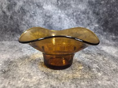 Buy Vintage Sowerby Amber Glass Tricorn Posy Bowl Vase Pressed Retro 1950/60s • 6.99£