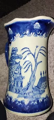 Buy Vintage Chinese Da Qing Dynasty Qianlong Flow Blue Willow Pattern Large Jug • 8£