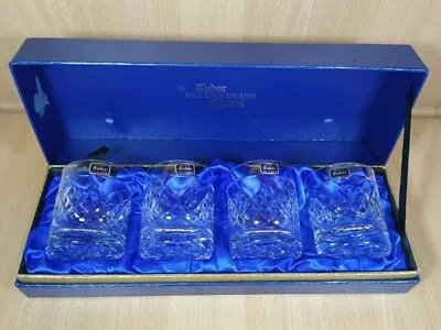 Buy Set Of 4 Tudor Full Lead English Crystal Whiskey Glasses/Tumblers - Display Box • 64.99£
