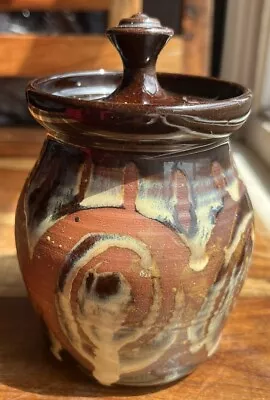 Buy Vintage Studio Pottery Brown Glaze Swirl Design Preserve Pot Alvingham • 7£
