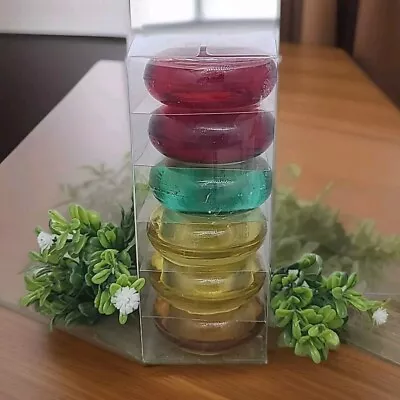 Buy Set Of 6 Glass Votive Tea Light Candle Holders Holiday Red Green Yellow Amber  • 9.19£