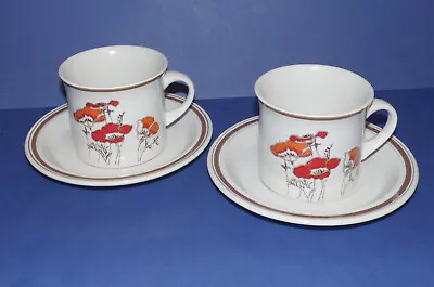 Buy ROYAL DOULTON * 2 Stoneware  Tea Cups & Saucers * Fieldflower Design *  • 9.99£