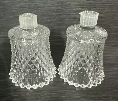 Buy Vintage Home Interiors 2 Clear Diamond Edge Design Glass Votive Candle Holders • 12.07£