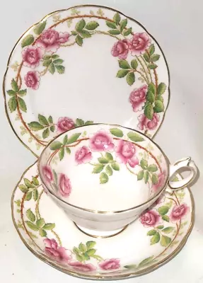Buy Hammersley Pink Cabbage Rose Tea Cup & Saucer Plate Bone China Longton • 29.99£