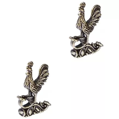 Buy  2 Count Zodiac Animals Figures Chicken Brass Ornament Ornaments Office • 10.35£