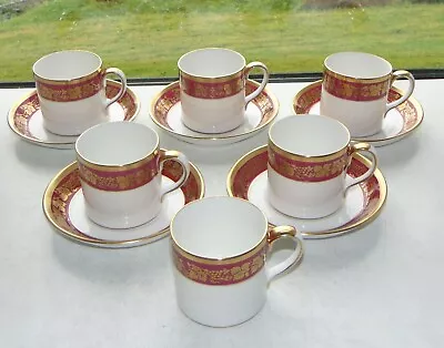 Buy Crown Staffordshire Bone China Lichfield Pattern Red 11 PC Cups Saucers Boxed • 48£