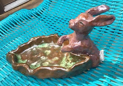 Buy Earthenware Pottery Handmade Rabbit Leaf Serving Candy Dish • 19.57£