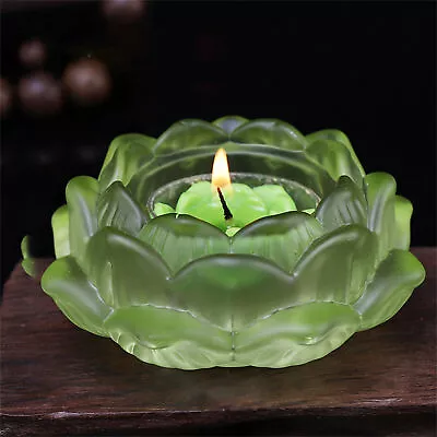 Buy Candlestick Home Decor Craft Tea Light Crystal Glass Lotus Flower Candle Holder • 8.68£