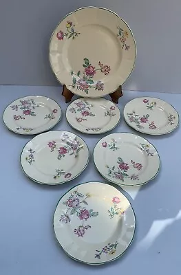 Buy Vintage Art Deco WY HULME English Rose 7 Piece Plate Set - Staffordshire Pottery • 20£