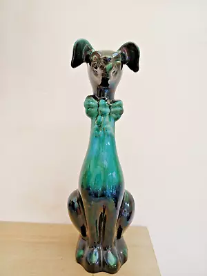 Buy Rare Blue Mountain Pottery Tall Sitting Dog With Bow Tie And Winking • 12£