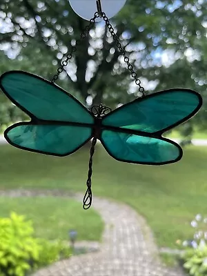 Buy Dragonfly Stained Glass Suncatcher 4.5”x3.5” Turquoise • 24.18£