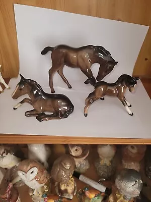 Buy Vintage Small Brown Beswick Horse Foal Pony Ornament X 3 • 13£