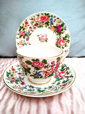 Buy CROWN STAFFORDSHIRE FLORAL TEA TRIO Very Pretty • 10.75£