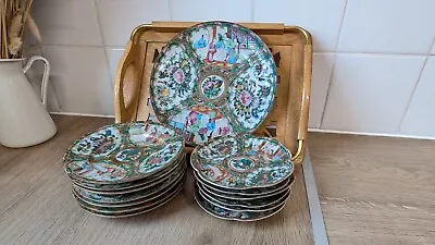 Buy 7 Vintage Antique Chinese Republic Famille Rose Medallion Porcelain Plates • 90£