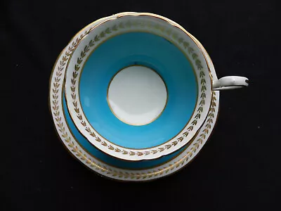 Buy Vintage Aynsley Cup And Saucer Turquoise And Gold Pattern • 9.99£