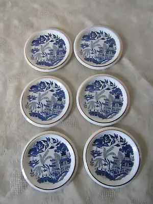 Buy Vintage Retro Royal Stuart Blue Willow Pattern Set Of 6 China Coasters 9cm Diame • 10.79£