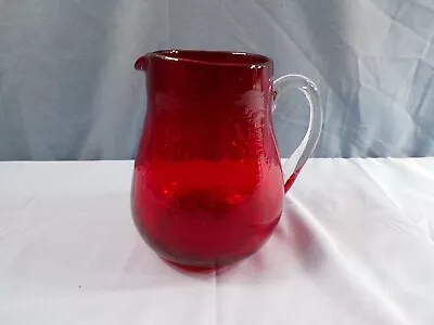 Buy Ruby Red Crackle Glass Pitcher - 4 7/8  Tall • 5.58£