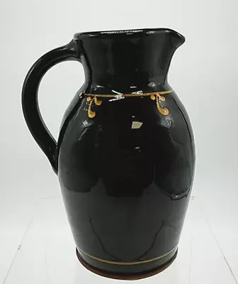 Buy Hand Made Shap Pottery Thrown Earthenware Brown Jug With Tan Pattern - 8  Tall • 16£