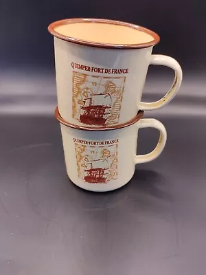 Buy Vintage Enamel Cups. Quimper Port De France. • 12£