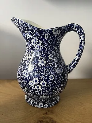 Buy Burleigh Calico Large Vintage Blue And White Tall Jug 22 Cms Tall • 48£
