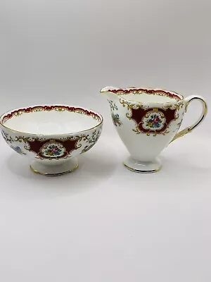 Buy Foley  Bone China Creamer And Open Sugar Bowl Broadway Maroon Vintage • 21.39£