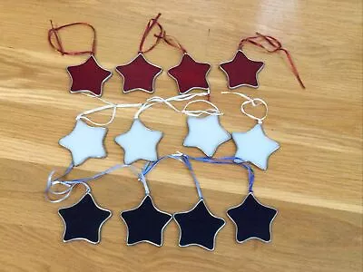 Buy Stained Glass Star SUNCATCHER LOT July 4th Patriotic USA Hanging Ornaments Set • 23.29£