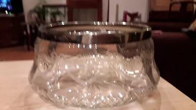 Buy Lovely Vintage Large Cut Glass Fruit Or Salad/trifle Bowl  Enps Silver Plate Rim • 8£