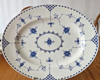 Buy Vintage Furnivals Blue Denmark Design 14” Oval Serving Platter/Meat Plate • 14.99£