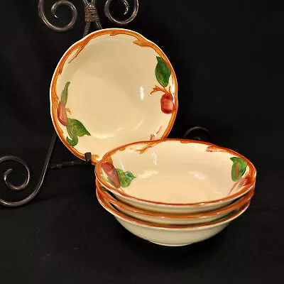 Buy Franciscan Apple 4 Bowls 6  Coupe Cereal Hand Painted Red Green Brown 1958-1966 • 98.77£