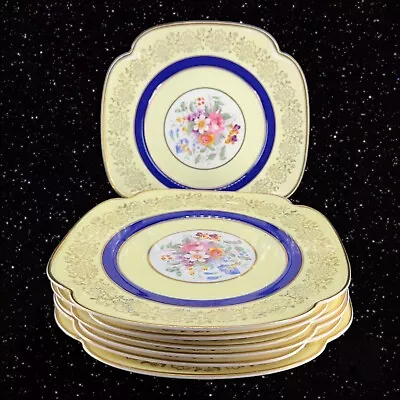 Buy JOHNSON BROTHERS England Pareek Plates Floral Center Set 7 Square Ceramic 7.5 W • 58.71£