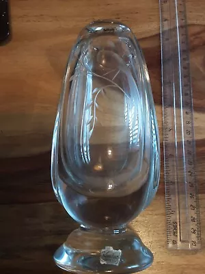 Buy Swedish Art Glasskostabodaetched Birds See Lmagies 7.5 Ins Heavy Crystal • 12£